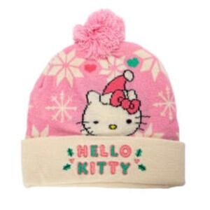 NWT! Sanrio Hello Kitty Pink and Off White Knit Cap Beanie!